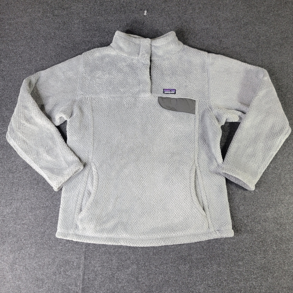 Patagonia Girl's Re-Tool Snap-T Fleece Pullover Size XL 14 Grey Lightweight